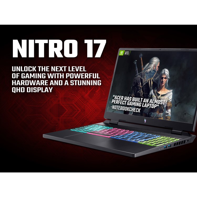 Acer Nitro 17 AMD Ryzen 7 16GB RAM 1TB SSD RTX 4060 165Hz 17.3 Inch QHD Windows 11 Gaming Laptop